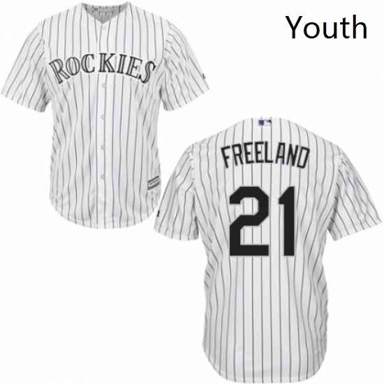 Youth Majestic Colorado Rockies 21 Kyle Freeland Replica White Home Cool Base MLB Jersey